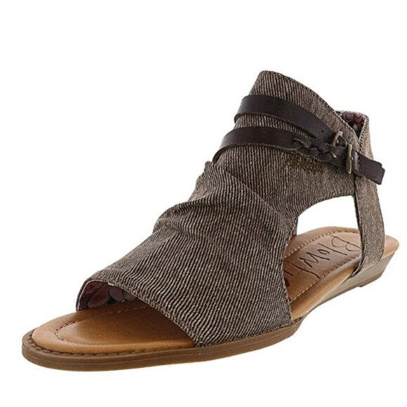 Blowfish Sandals Women's 8 Gladiator Flat Strappy Malibu Beige Fabric Open Toe - Picture 14 of 15